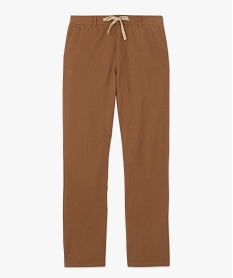 pantalon homme en lin et coton avec taille ajustable brun pantalons de costumeC106701_4