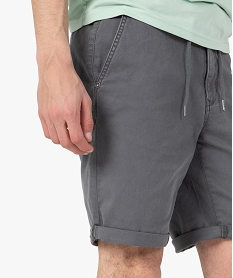 bermuda homme en coton stretch avec ceinture elastique gris shorts et bermudasC107901_2