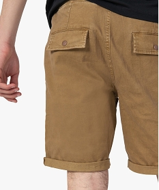 bermuda homme en coton stretch avec ceinture elastique beige shorts et bermudasC108001_2