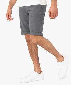 bermuda homme en toile de coton extensible gris shorts et bermudasC108601_1