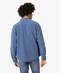 chemise homme en jean avec poches poitrine bleu chemise manches longuesC110001_3