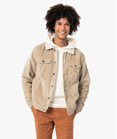 blouson homme en velours avec doublure sherpa beige vestes de costumeC110801_1