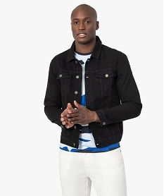 GEMO Veste en jean homme coupe droite Noir