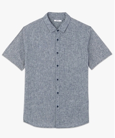 chemise homme en lin et coton a manches courtes bleu chemise manches courtesC111901_4