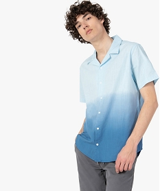 chemise homme a manches courtes effet tie and dye bleuC112001_1