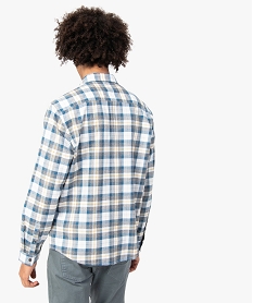 chemise homme a carreaux en coton imprime chemise manches longuesC112701_3
