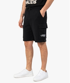 bermuda homme en maille avec bas de jambes ajustables noir shorts et bermudasC114301_1