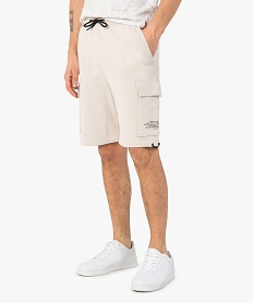 bermuda homme en maille avec bas de jambes ajustables beige shorts et bermudasC114401_1