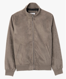 blouson homme en suedine avec finitions bord-cote brunC115001_4