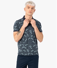 polo homme a motifs fleuris et finitions contrastantes bleuC115801_1