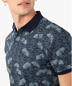 polo homme a motifs fleuris et finitions contrastantes bleuC115801_2