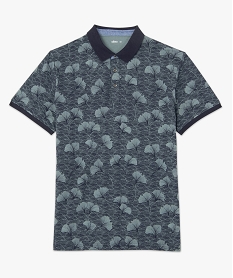 polo homme a motifs fleuris et finitions contrastantes bleu polosC115801_4