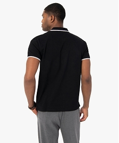 polo a manches courtes et finitions contrastantes homme noir polosC116001_3