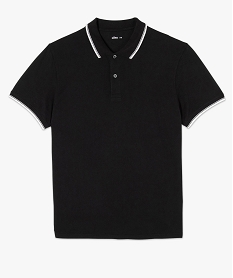 polo a manches courtes et finitions contrastantes homme noir polosC116001_4