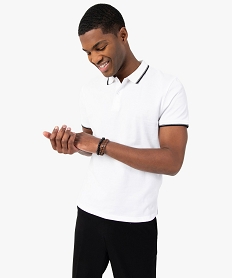 polo homme a manches courtes et finitions contrastantes blanc polosC116101_1