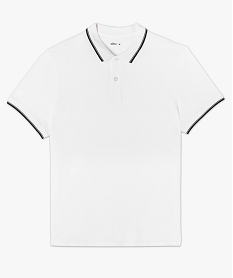 polo a manches courtes et finitions contrastantes homme blancC116101_4