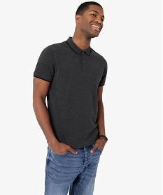 GEMO Polo à manches courtes et finitions fantaisie homme Gris