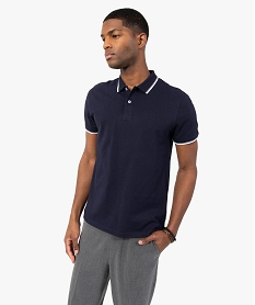 polo homme a manches courtes et finitions contrastantes bleu polosC116301_2