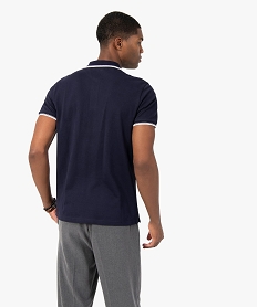 polo a manches courtes et finitions contrastantes homme bleu polosC116301_3