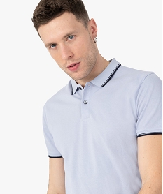 polo homme a manches courtes et finitions contrastantes bleuC116401_2