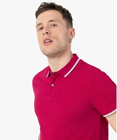 polo a manches courtes et finitions contrastantes homme rose polosC116601_2