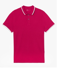 polo homme a manches courtes et finitions contrastantes rose polosC116601_4