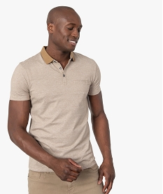 polo homme a fines rayures et manches courtes brun polosC116701_1