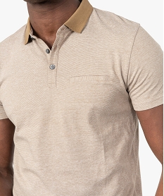 polo homme a fines rayures et manches courtes brun polosC116701_2