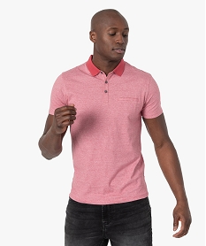 GEMO Polo homme à fines rayures et manches courtes Rose