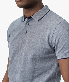 polo homme a manches courtes en maille piquee bleu polosC117001_2