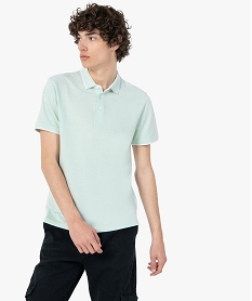 polo homme a manches courtes en maille piquee vert polosC117301_1
