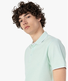 polo homme a manches courtes en maille piquee vert polosC117301_2