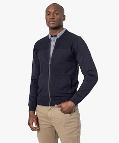 gilet homme a col rond avec fermeture zippee bleu giletsC118001_1