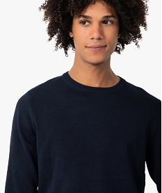 pull homme a col rond en coton bleuC118401_2