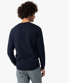 pull homme a col rond en coton bleu pullsC118401_3