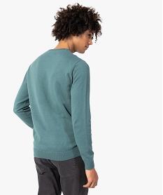 pull homme a col rond en coton vert pullsC118501_3