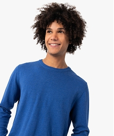 pull homme a col rond en coton bleu pullsC118801_1