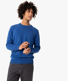 pull homme a col rond en coton bleu pullsC118801_2