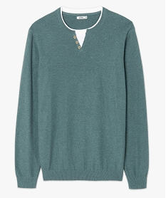 pull homme col fantaisie effet 2 en 1 vert pullsC119301_4