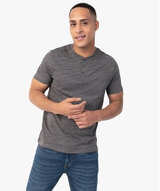 GEMO Tee-shirt à manches courtes et col tunisien homme Gris