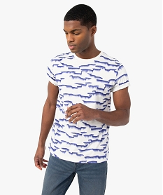 tee-shirt homme imprime bicolore bleu tee-shirtsC125401_1