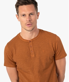 tee-shirt homme col tunisien a manches courtes au coloris unique brun tee-shirtsC126801_2