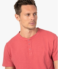 tee-shirt homme col tunisien a manches courtes au coloris unique rose tee-shirtsC127001_2