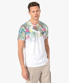 tee-shirt homme manches courtes a motif tropical delave gris tee-shirtsC127501_1
