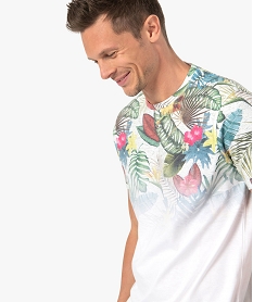 tee-shirt homme manches courtes a motif tropical delave gris tee-shirtsC127501_2