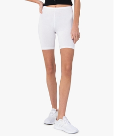 GEMO Legging court en maille extensible femme blanc vif