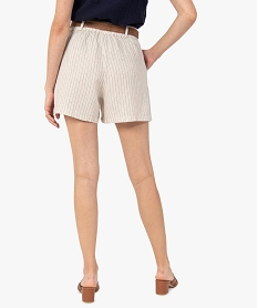 short femme ample raye avec ceinture en corde imprime shortsC129701_3
