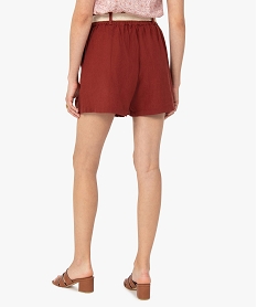 short femme ample uni avec ceinture en corde rouge shortsC129801_3