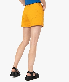 short femme facon denim avec revers cousus jaune shortsC130401_3