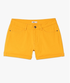 short femme facon denim avec revers cousus jaune shortsC130401_4